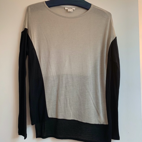 HELMUT LANG Sweater Viscose Cashmere Blend Asymmetrical Black Tan Cream Size S - Picture 4 of 9